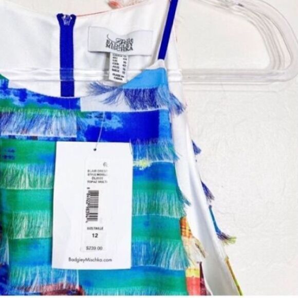 Badgley Mischka Women’s Size 0 Blair Fringe Tiered Dress Multicolor Fit Flare - Picture 7 of 9